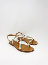 Diagonal Strap Sandal in Platino Leather - The Shoe Hive
