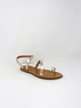 Diagonal Strap Sandal in Platino Leather - The Shoe Hive