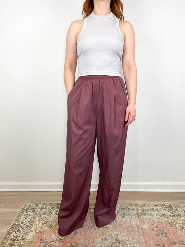 Drapey Suiting Marit Pull On Pant in Cinnamon - The Shoe Hive