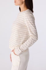 Drew Long Sleeve Tee in Bone/Grey - The Shoe Hive