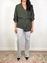 Drippy Tissue Cardigan in Olive - The Shoe Hive