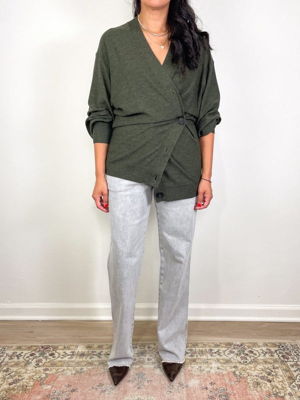 Drippy Tissue Cardigan in Olive - The Shoe Hive