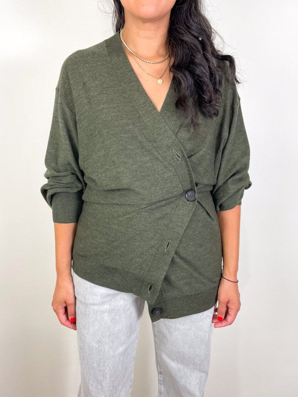 Drippy Tissue Cardigan in Olive - The Shoe Hive