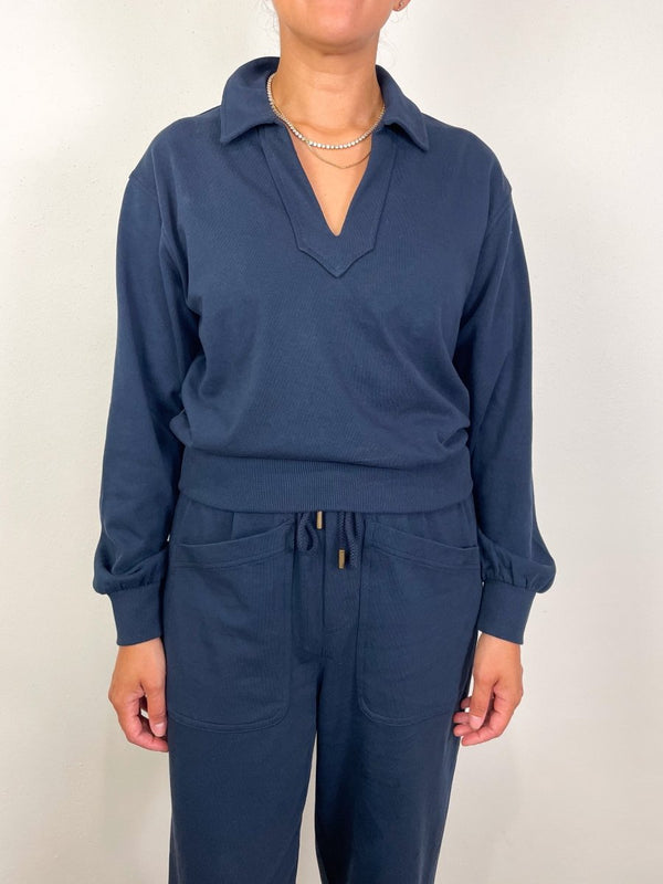 Drop Shoulder Polo in Navy - The Shoe Hive