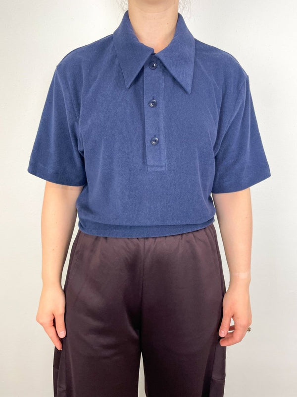 Dry Loop Terry Easy Polo Shirt in Navy - The Shoe Hive