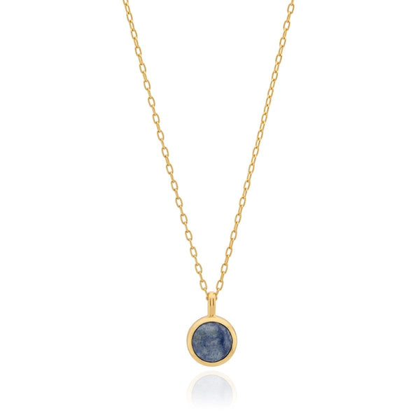 Dumortierite Round Pendant Necklace 16 - 18" - The Shoe Hive