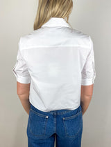 Short Lived Placket with Cherry Pleats in White