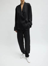 Eco Acetate Viscose Grace Trouser in Black - The Shoe Hive
