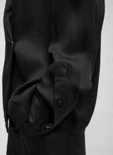 Eco Acetate Viscose Wrap Shirt Jacket in Black - The Shoe Hive