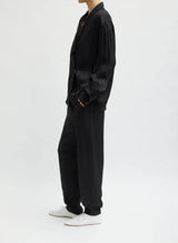 Eco Acetate Viscose Wrap Shirt Jacket in Black - The Shoe Hive