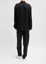 Eco Acetate Viscose Wrap Shirt Jacket in Black - The Shoe Hive