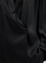 Eco Acetate Viscose Wrap Shirt Jacket in Black - The Shoe Hive