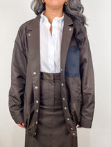 Eco Nylon Bomber Blazer in Navy - The Shoe Hive