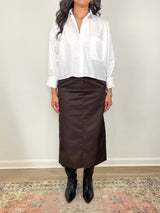 Eco Nylon Midi Trouser Skirt in Brown - The Shoe Hive