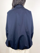 Eco Poplin Bubble Hem Shirt Jacket in Dark Navy - The Shoe Hive