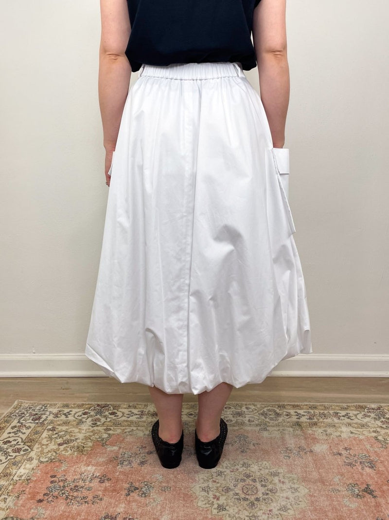 Eco Poplin Pull On Bubble Skirt in White - The Shoe Hive
