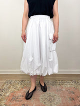 Eco Poplin Pull On Bubble Skirt in White - The Shoe Hive