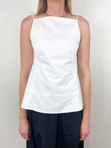 Eco Poplin Strappy Open Back Top in White - The Shoe Hive