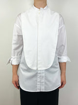 Eco Poplin Tuxedo Shirt w/Bib Flap in White - The Shoe Hive