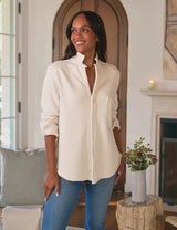 Eileen Button-Up Sweatshirt in Vintage White - The Shoe Hive