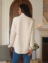 Eileen Button-Up Sweatshirt in Vintage White - The Shoe Hive
