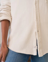 Eileen Button-Up Sweatshirt in Vintage White - The Shoe Hive