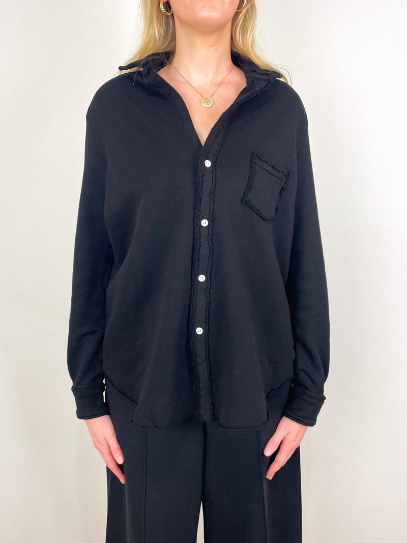 Eileen Relaxed Button Up Shirt in Black - The Shoe Hive