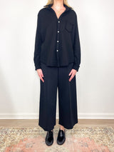 Eileen Relaxed Button Up Shirt in Black - The Shoe Hive