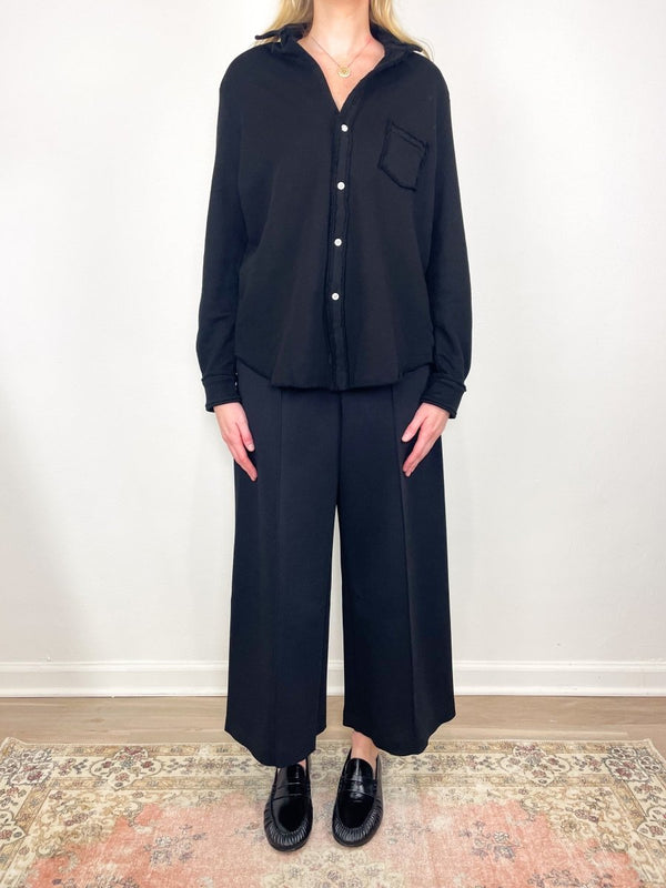 Eileen Relaxed Button Up Shirt in Black - The Shoe Hive