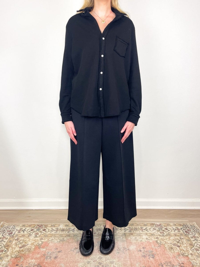 Eileen Relaxed Button Up Shirt in Black - The Shoe Hive