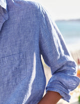 Eileen Relaxed Button-Up Shirt in Blue - The Shoe Hive
