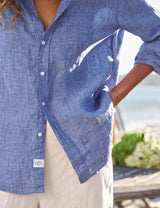 Eileen Relaxed Button-Up Shirt in Blue - The Shoe Hive