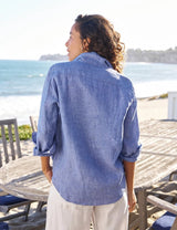 Eileen Relaxed Button-Up Shirt in Blue - The Shoe Hive