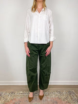 Eileen Relaxed Button Up Shirt in Cream Camel Check - The Shoe Hive