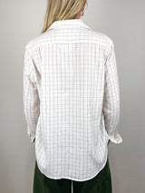 Eileen Relaxed Button Up Shirt in Cream Camel Check - The Shoe Hive