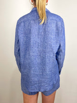 Eileen Relaxed Button-Up Shirt in Navy Linen - The Shoe Hive