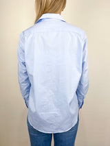 Eileen Relaxed Button Up Shirt in Solid Blue - The Shoe Hive