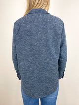 Eileen Relaxed Button Up Shirt in Textured Navy - The Shoe Hive