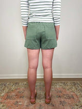 Elastic Waist Drawcord Short in Sage - The Shoe Hive
