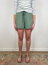 Elastic Waist Drawcord Short in Sage - The Shoe Hive