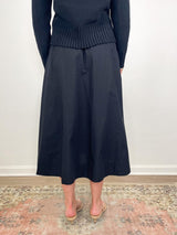 Elastic Waist Paneled Skirt in Black - The Shoe Hive