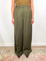 Eliam Wideleg Trouser in Olive - The Shoe Hive