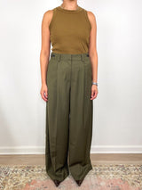 Eliam Wideleg Trouser in Olive - The Shoe Hive