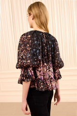 Elise SS Silk Blouse in Eclipse - The Shoe Hive