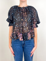 Elise SS Silk Blouse in Eclipse - The Shoe Hive