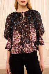 Elise SS Silk Blouse in Eclipse - The Shoe Hive