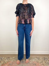 Elise SS Silk Blouse in Eclipse - The Shoe Hive
