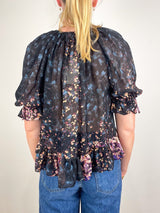 Elise SS Silk Blouse in Eclipse - The Shoe Hive