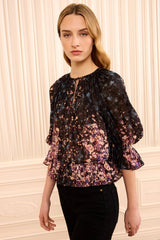 Elise SS Silk Blouse in Eclipse - The Shoe Hive