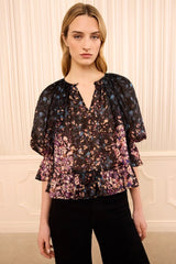 Elise SS Silk Blouse in Eclipse - The Shoe Hive